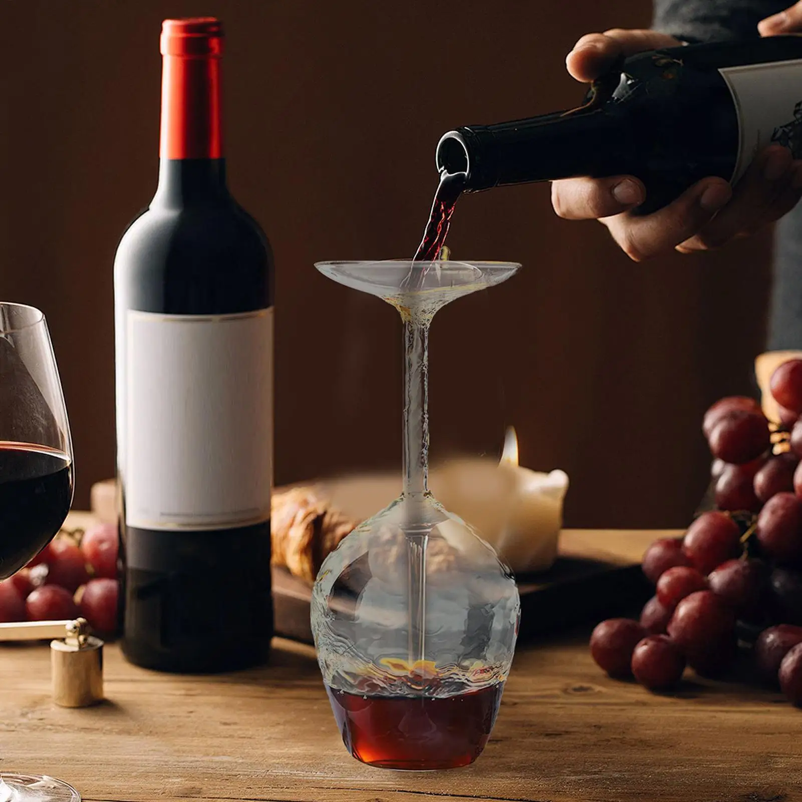 Upside-Down Wine Glass Inverted Tall Wine Glass Modern Glassware 400ml for Men Women Valentine's Day Birthday Christmas Hot Cold