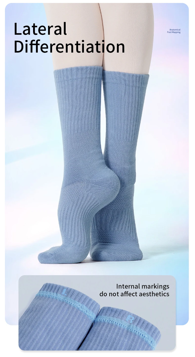 Rutschfeste Tanzsocken für Damen und Herren, moderne Ballett-Übungsstrumpfhosen mit Grifffüßen für Erwachsene, Yoga-Crew-Socken – Detail 7