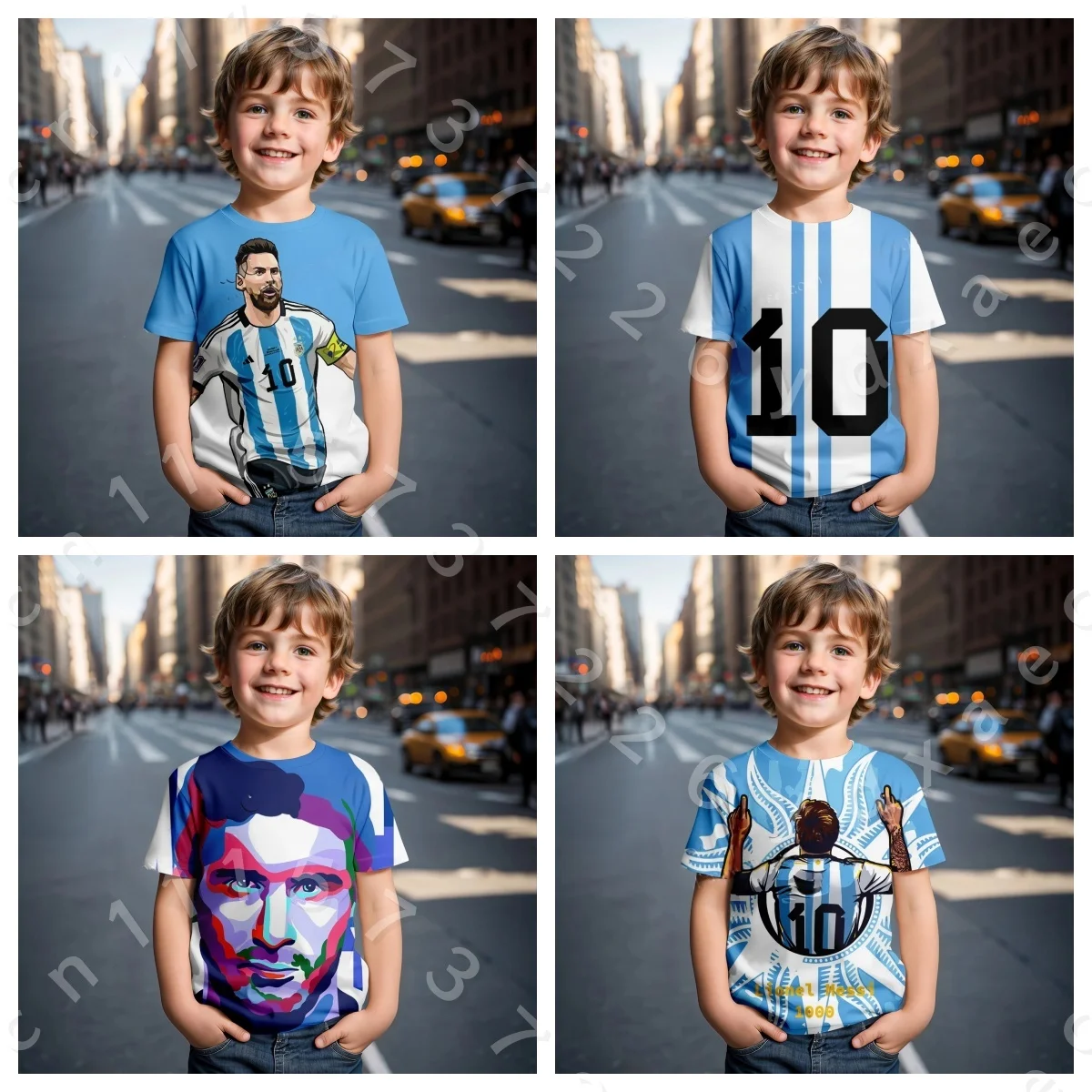 Family Matching Argentina National Flag Tone Soccer T Shirt Number10 Figure Print Breathable Quick Dry  Sports Fan Short Sleeve