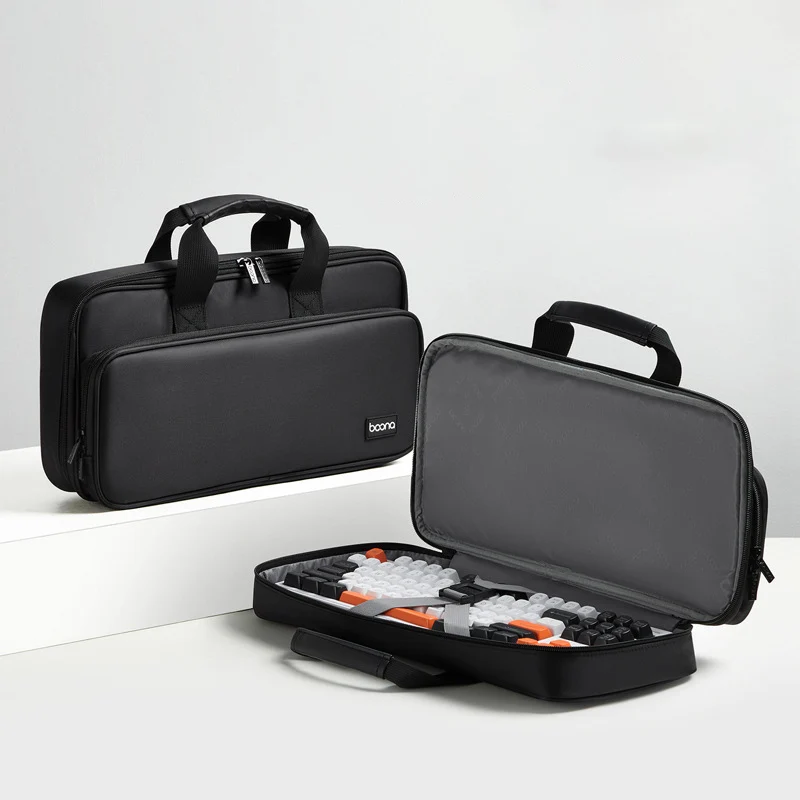 BOONA Dual Mechanical Keyboard Storage Bag Portable Protective Bag for 82 98 108 Key Keyboard Organizer Mouse Power Bank Storage