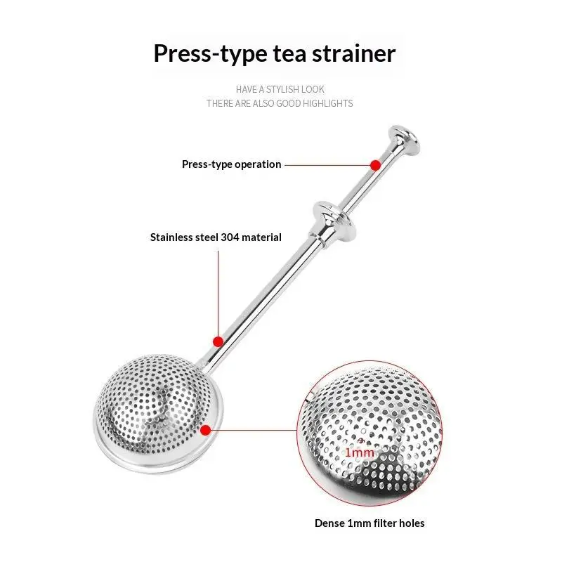 New Stainless Steel Long Handle Tea Infuser Fine Mesh Rust Resistant For Home Office Loose Leaf Tea Brewing