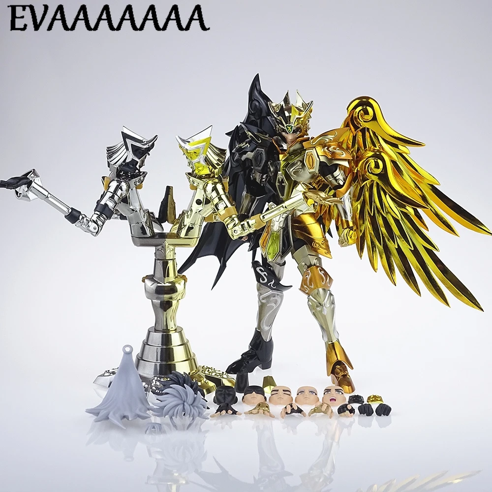 Modelo gt saint seiya mito pano ex gemini saga versão bicolor alma de ouro com totem armadura de metal cog figura greattoys modelos