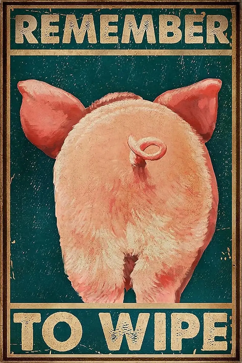 Cute Pig Metal Tin Sign Remember to Wipe Ranch Retro Poster Garage Kitchen Wall Plaque Home Decor Farm Club Painting