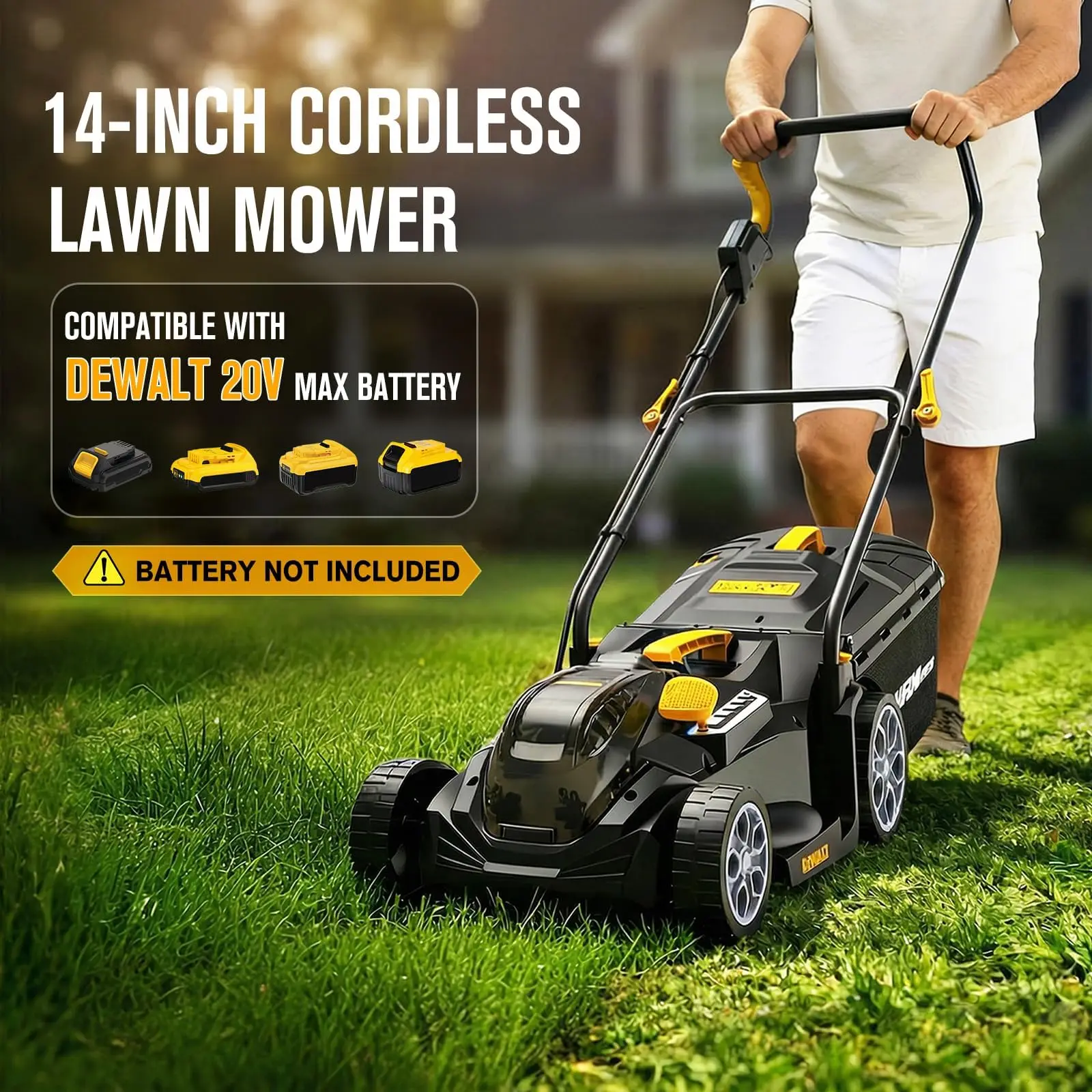 Cordless Lawn Mower Compatible with Dewalt 20V MAX Battery