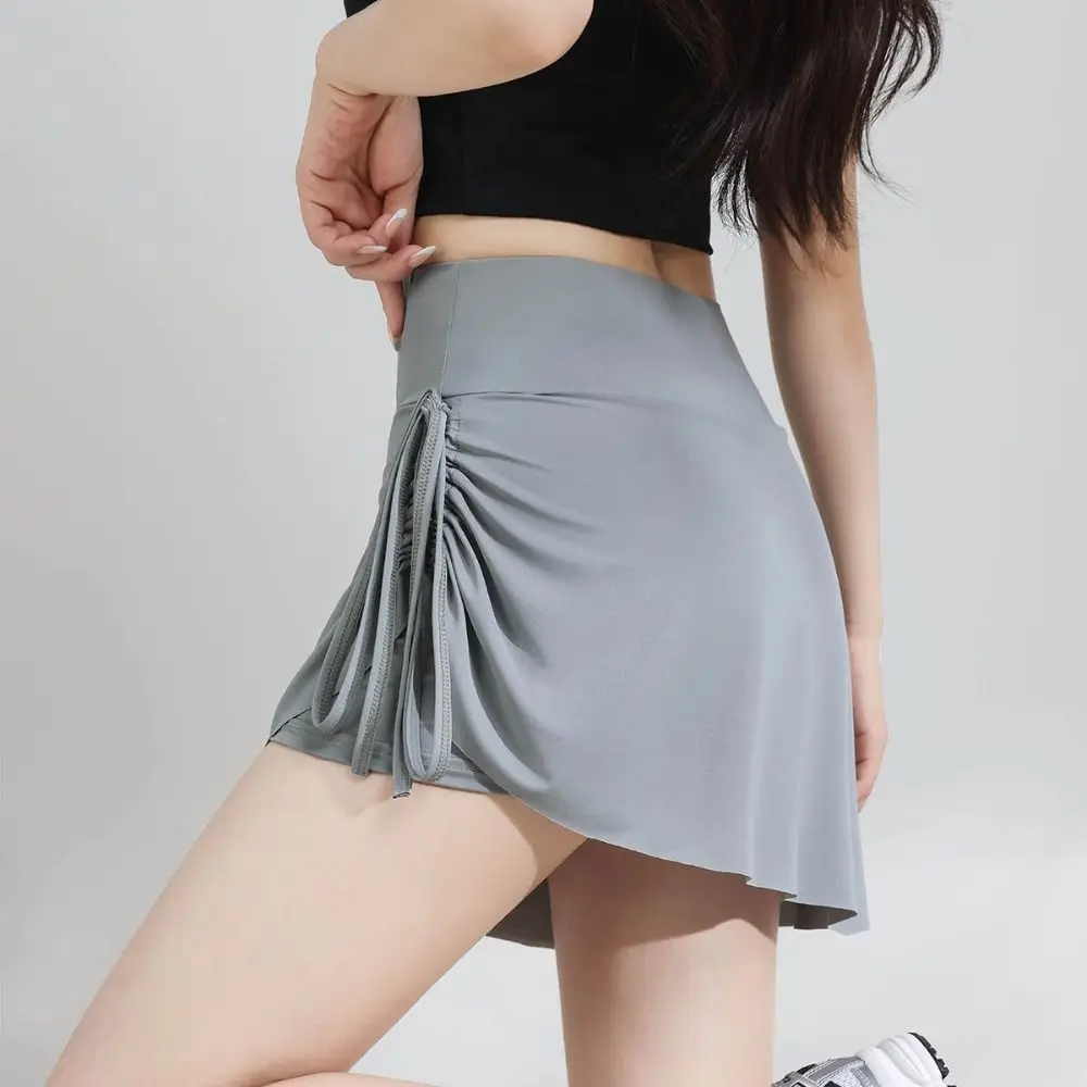 Pleated Tennis Skirts with Shorts Pockets Tummy Control Golf Skorts Moisture Wickin Crossover Style High Waisted Skirts Women