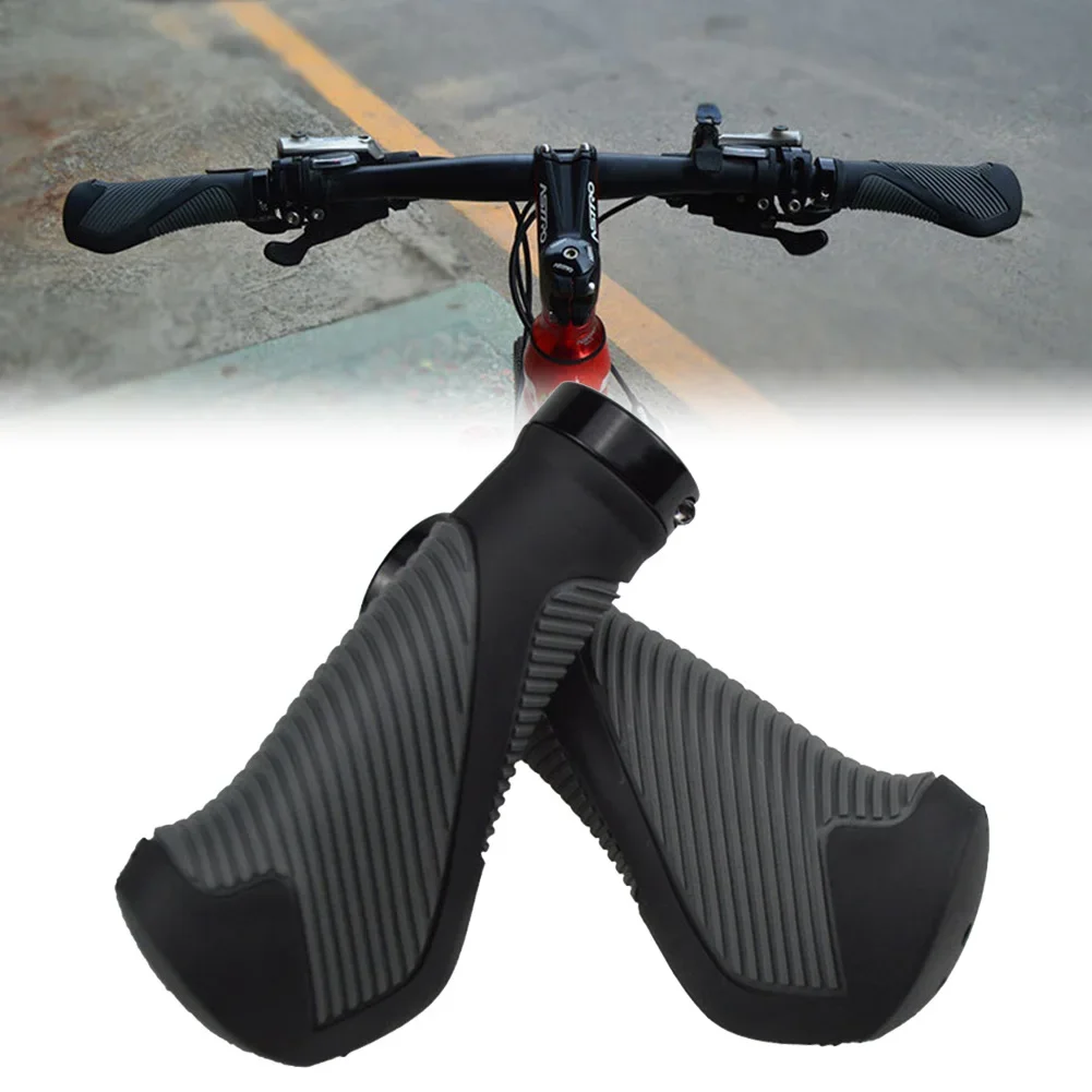 

1pair Mountain Bike Handlebar Cover Grips Comfortable Ergonomic Soft Rubber Anti-slip Lock On Handle Road Cycling Bicycle BarEnd