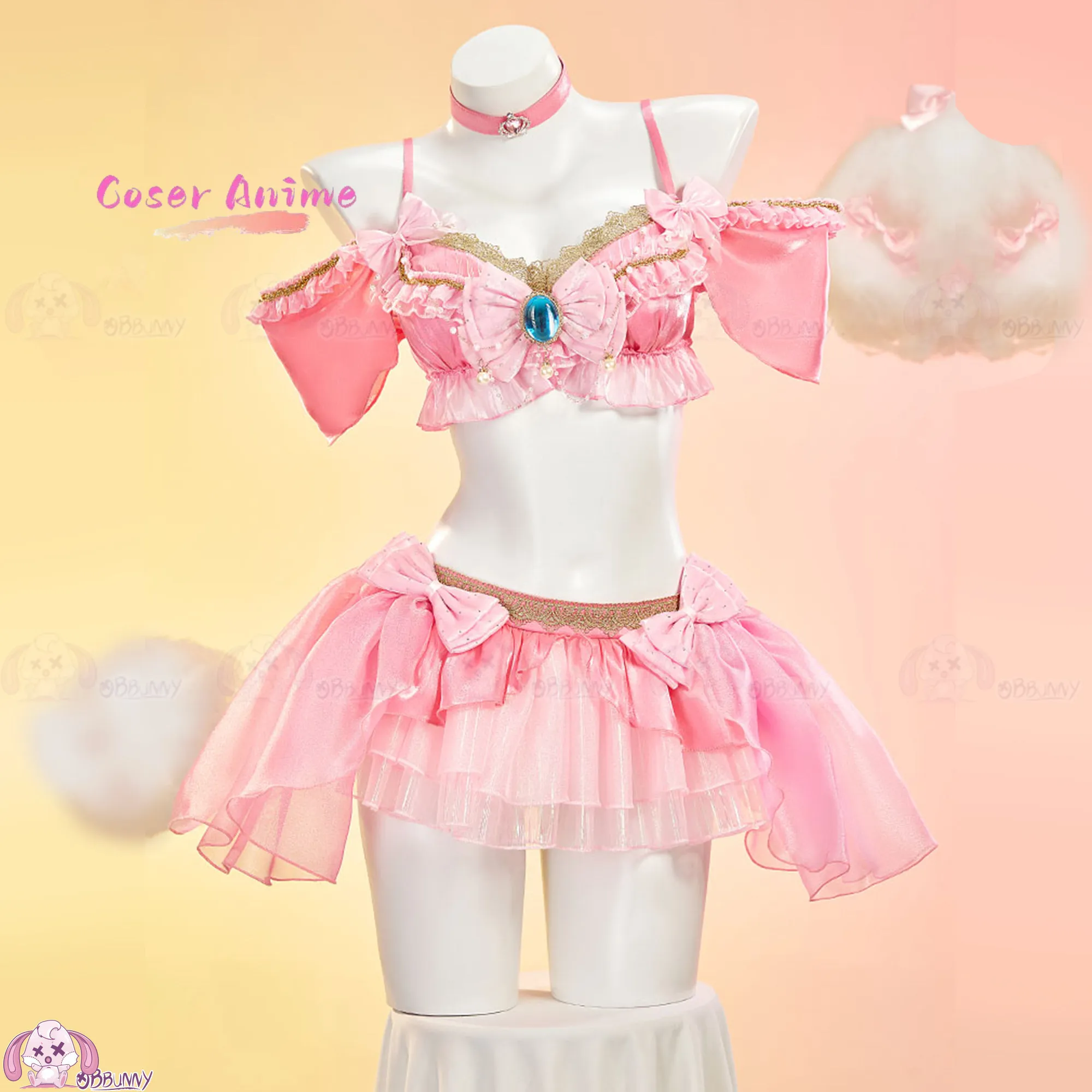 

Sweet Peach Idol Mini Skirt Set, Peach Princess Doujin Cosplay Music Festival Outfit