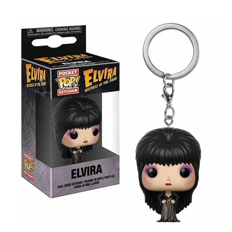 Funko POP Elvira Type Pendant Keychain Ring Elvira Ivila Action Toy Figures Collectible Model Toys Vinyl Figure