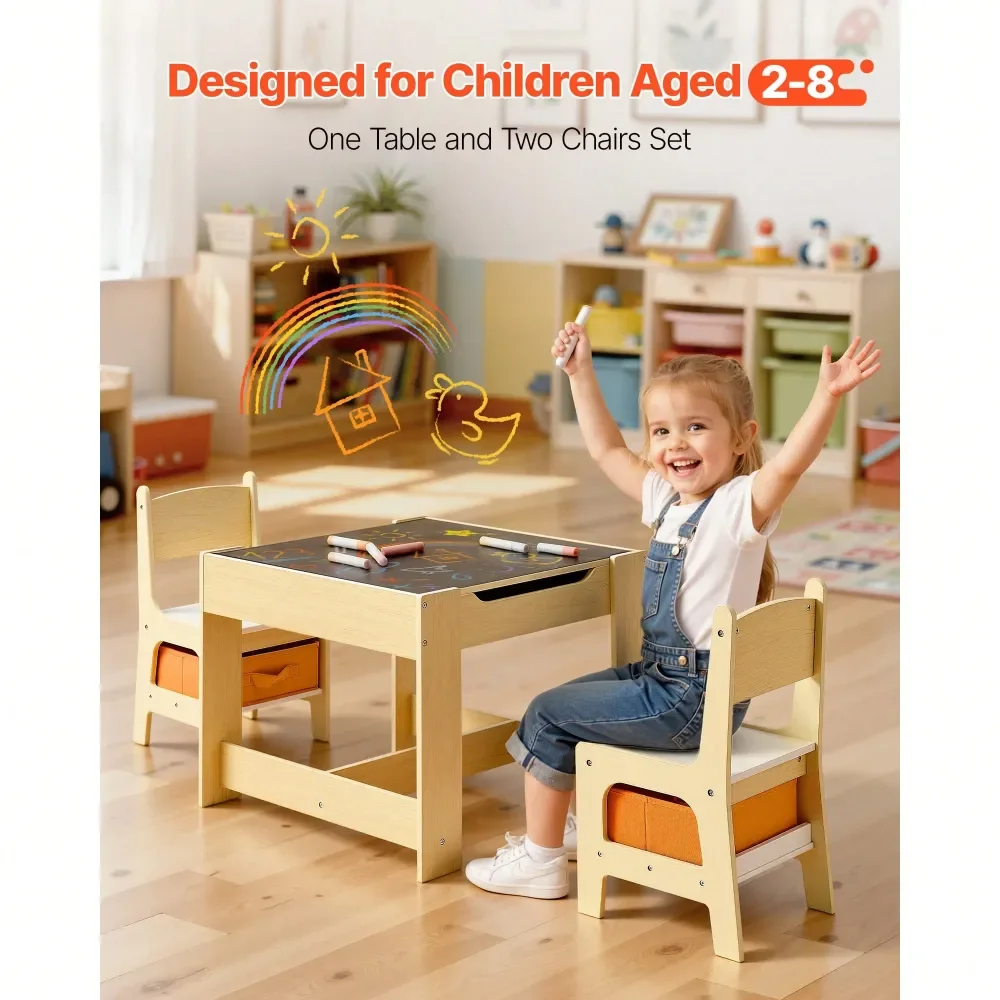

Kids' Tables And Chairs Escritorio Para NiñosTable And 2 Chairs Set, Toddler Table And Chair Set With Storage Space Under The Ta