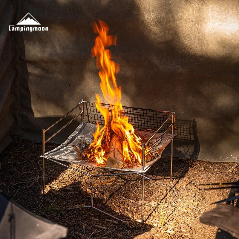 CAMPINGMOON SOLO-201 منصة صغيرة من الفولاذ المقاوم للصدأ لحرق الشتاء J شبكة قابلة للطي فرن محمول شبكة شواء #3