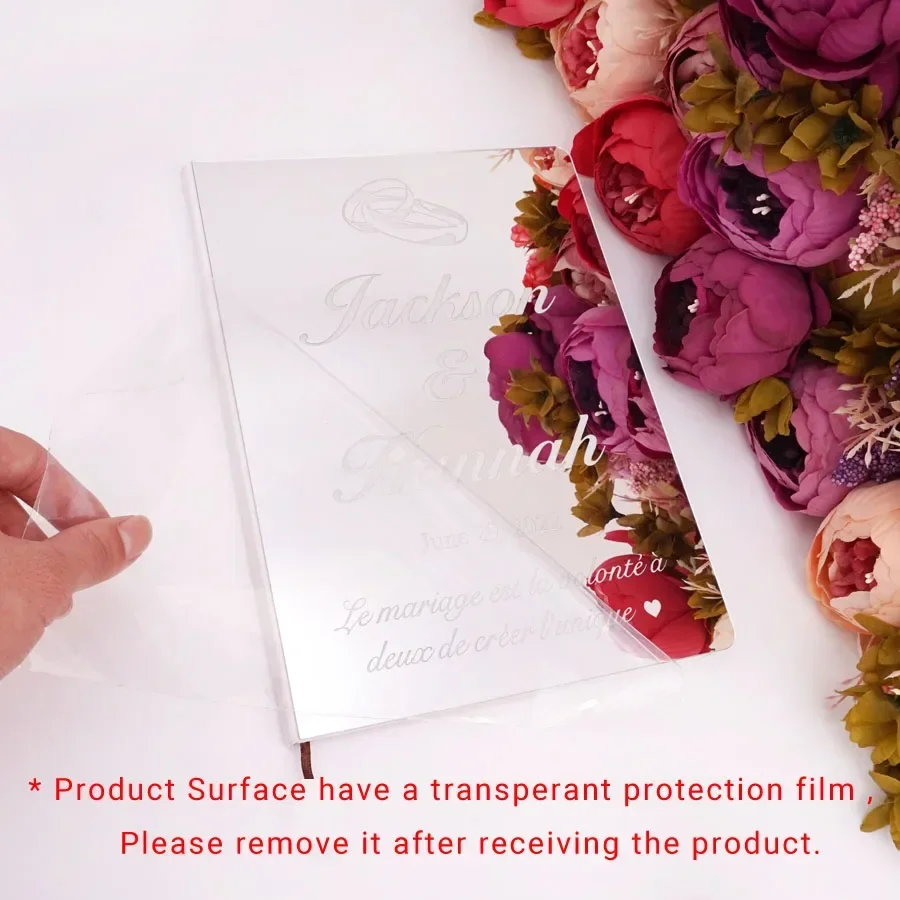 دفتر الزوار الأكريليك الشخصي محفور هدايا الزفاف المخصصة كتاب التوقيع مع حلقات حفلة تحقق في ديكور حفلات سجل الزوار #6