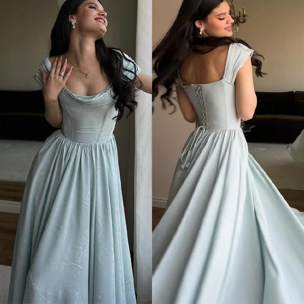 Customized Off the Shoulder Ankle Length A-Line Sleeveless Evening Dress Classic Prom Dresses Fashion Special Occasion Gowns