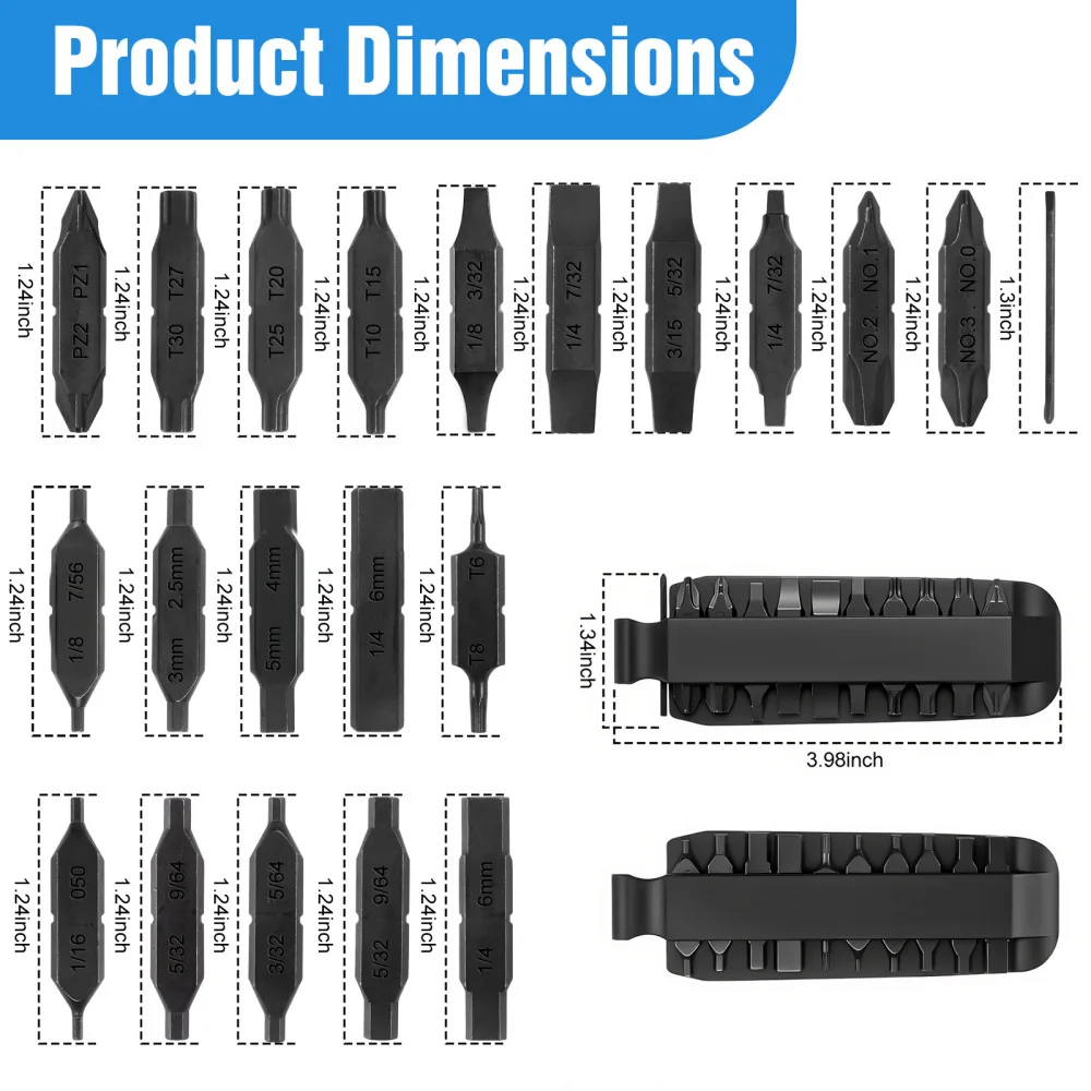 Reliable Double Tip Driver Bit Set S2 Steel Heavy Duty Hardware Repair Accessory Universal Hand Tool Kit Compact Box Storage