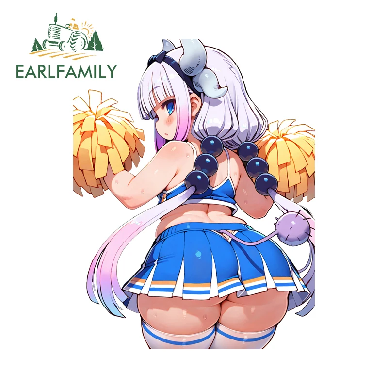 EARLFAMILY Kanna Kamui Cheerleader Car Stickers Cute Loli Delicate Graphics Design Decals Scratch-Proof Car Door Protector