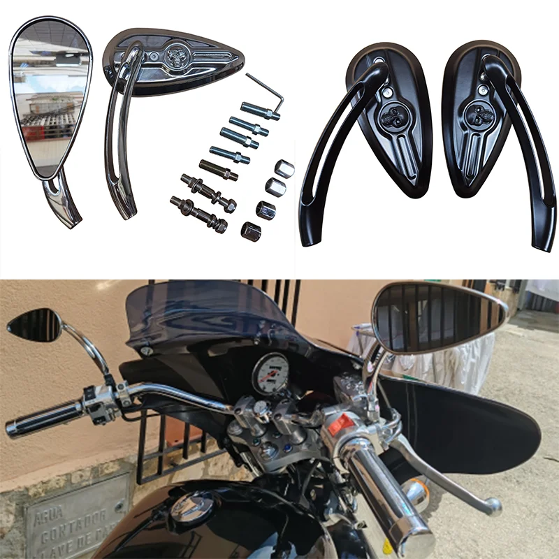 Motorrad Skull Teardrop Rückspiegel für Harley Street Glide Special Sportster 1200 883 Rückspiegel Zubehör
