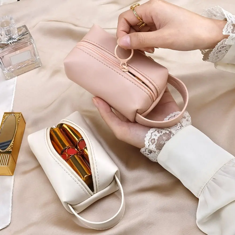 데이터 케이블 보관 미니 화장품 가방 휴대용 핸들 립스틱 메이크업 정리함 방수 여행용 세면도구 가방