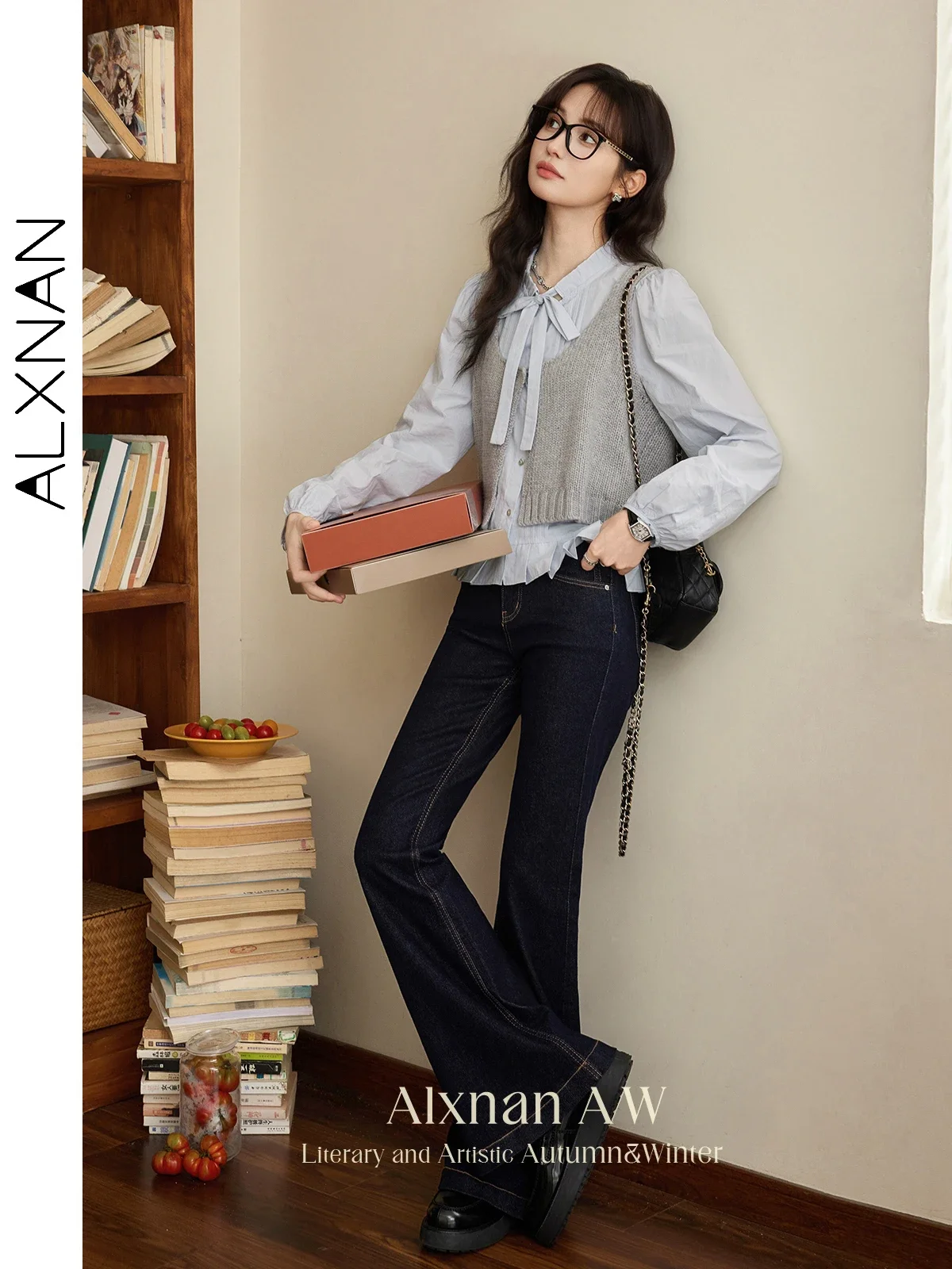ALXNAN Gray Knitted Sweater Vest Woman 2025 Autumn Winter U-neck Single Button Slimming Basics Tank Tops Sold Separately L50603 - Image 6