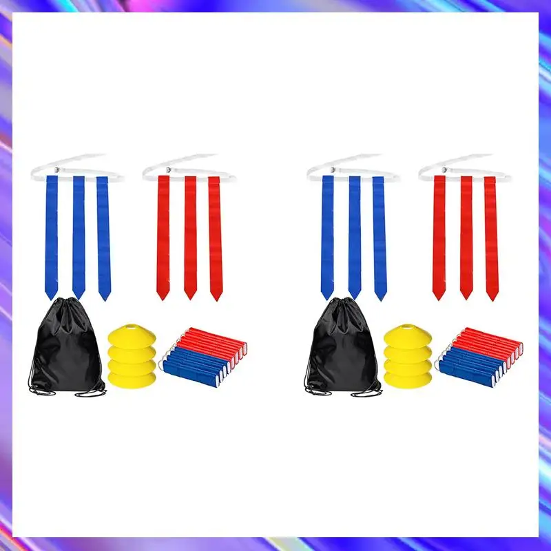L71A フラッグフットボールセット-28個のベルトと84個の旗（赤旗42個と青旗42個）、8個のコーン 大人用ユースフラッグフットボールベルト