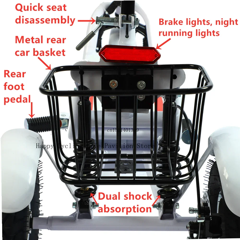 大人と高齢者向けの3輪折りたたみ式電動三輪車,11インチ,48V, 350W, 40〜50km