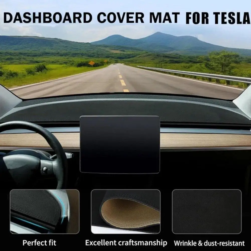 

Ar Dashboard Visor For Tesla Model Y Juniper 2025 Heat Insulation Pad Center Console Light Non-slip Pads C6i7