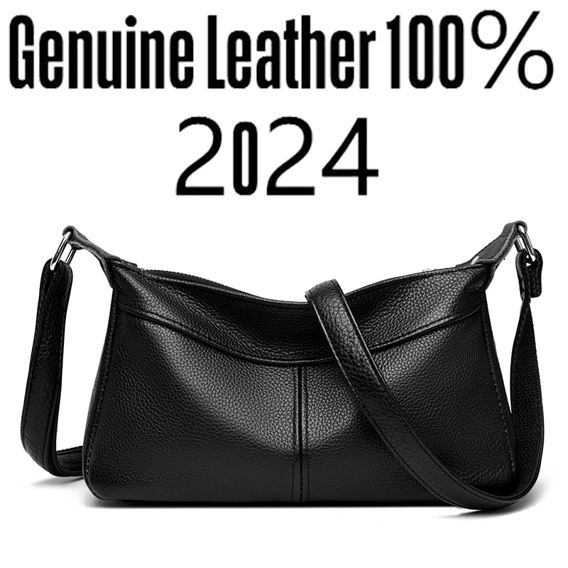 Hot Selling New Genuine Leather Retro Fashion Women\'s Shoulder Bag Trendy Designer Girl\'s Crossbody Bags Solid Color Simple Sac