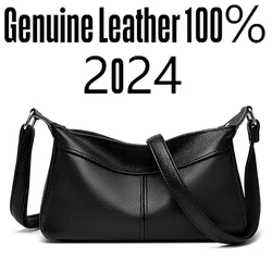 Hot Selling New Genuine Leather Retro Fashion Women's Shoulder Bag Trendy Designer Girl's Crossbody Bags Solid Color Simple Sac