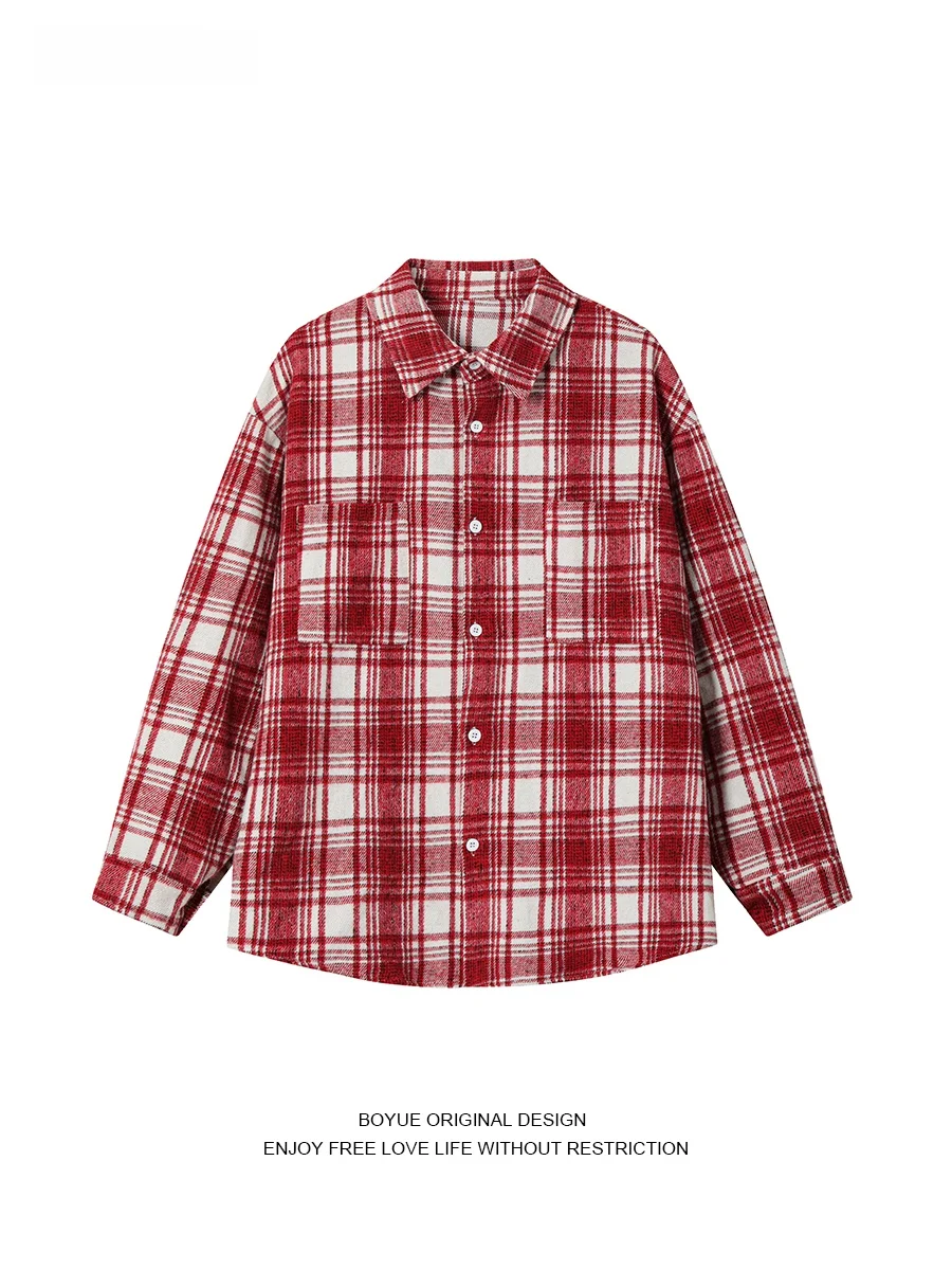 

Мужская и женская куртка Boyue Long Sve в клетку, повседневная, в стиле High Street, трендовая, брендовая, больших размеров, винтажная, в стиле Hong Kong Sle