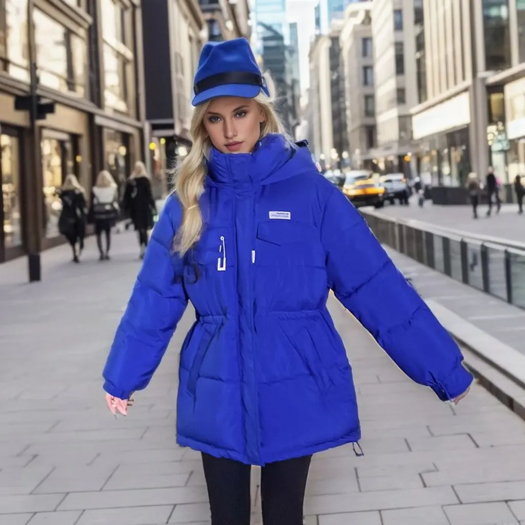 

Women's Korean Style Loose down Cotton-Padded Coat Mid-Length Hooded Thickened Winter Jacket New Bread Coat