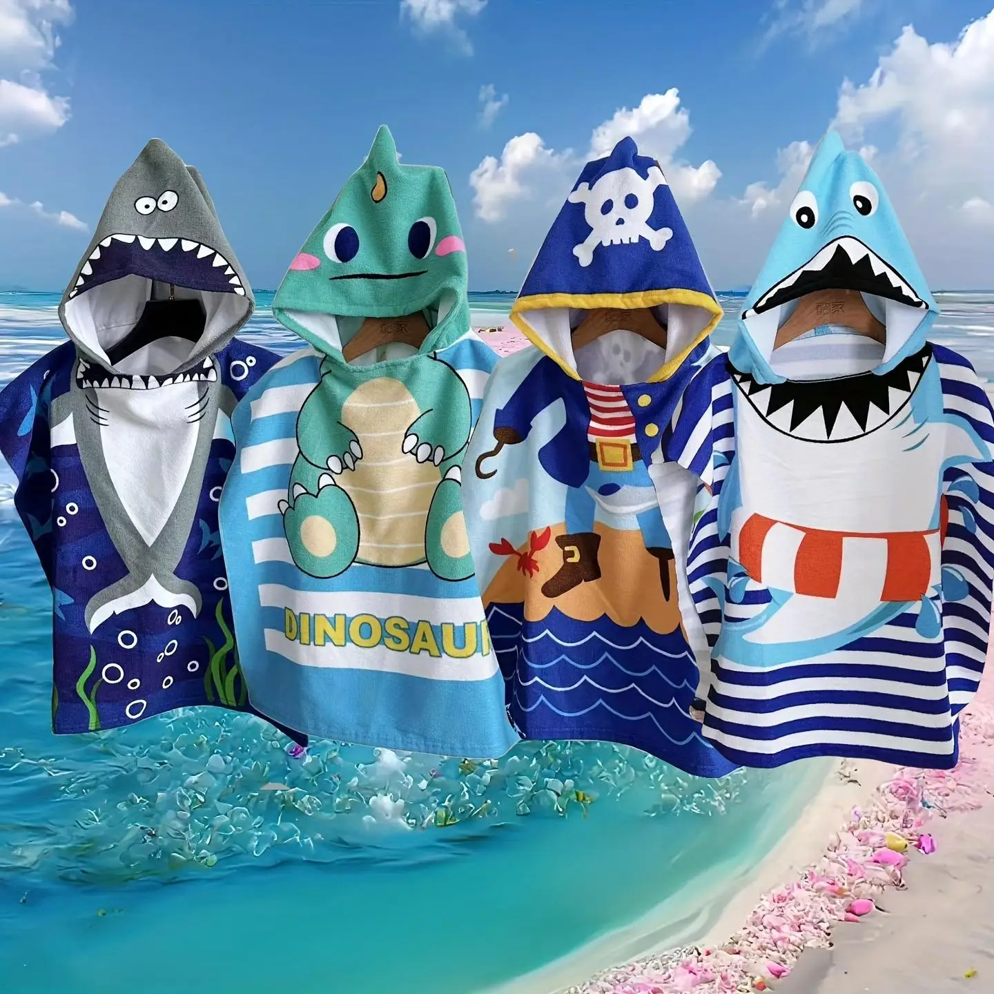 2026 New Model Cartoon Printed Bathrobe Soft Super Absorbent Suit For Beach Pool Seaside Camping For Aged 2 to 9 Boy or Girl