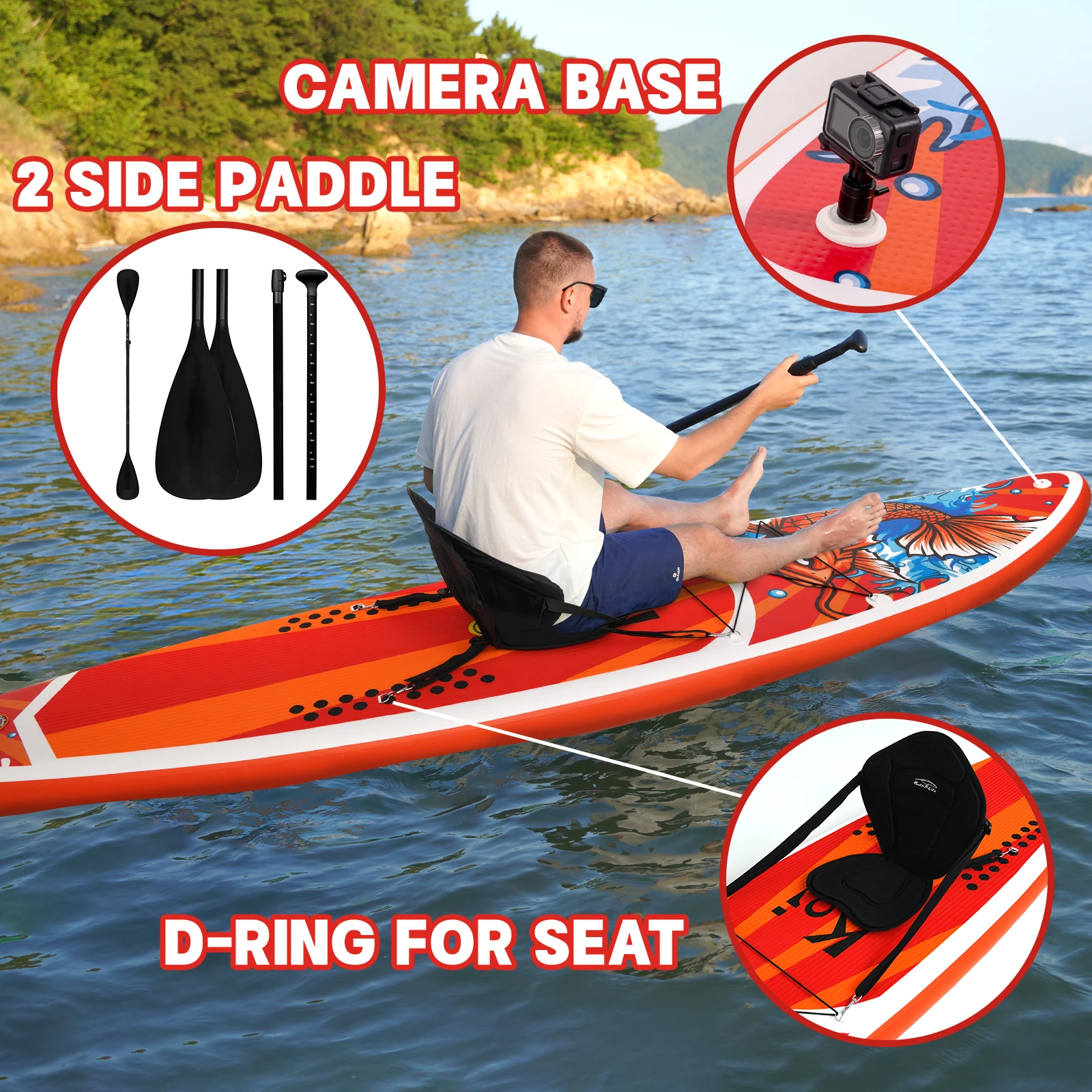 Funwater-Tabla de Paddle Stand Up, tabla de surf inflable con accesorio, carga máxima de 330 libras