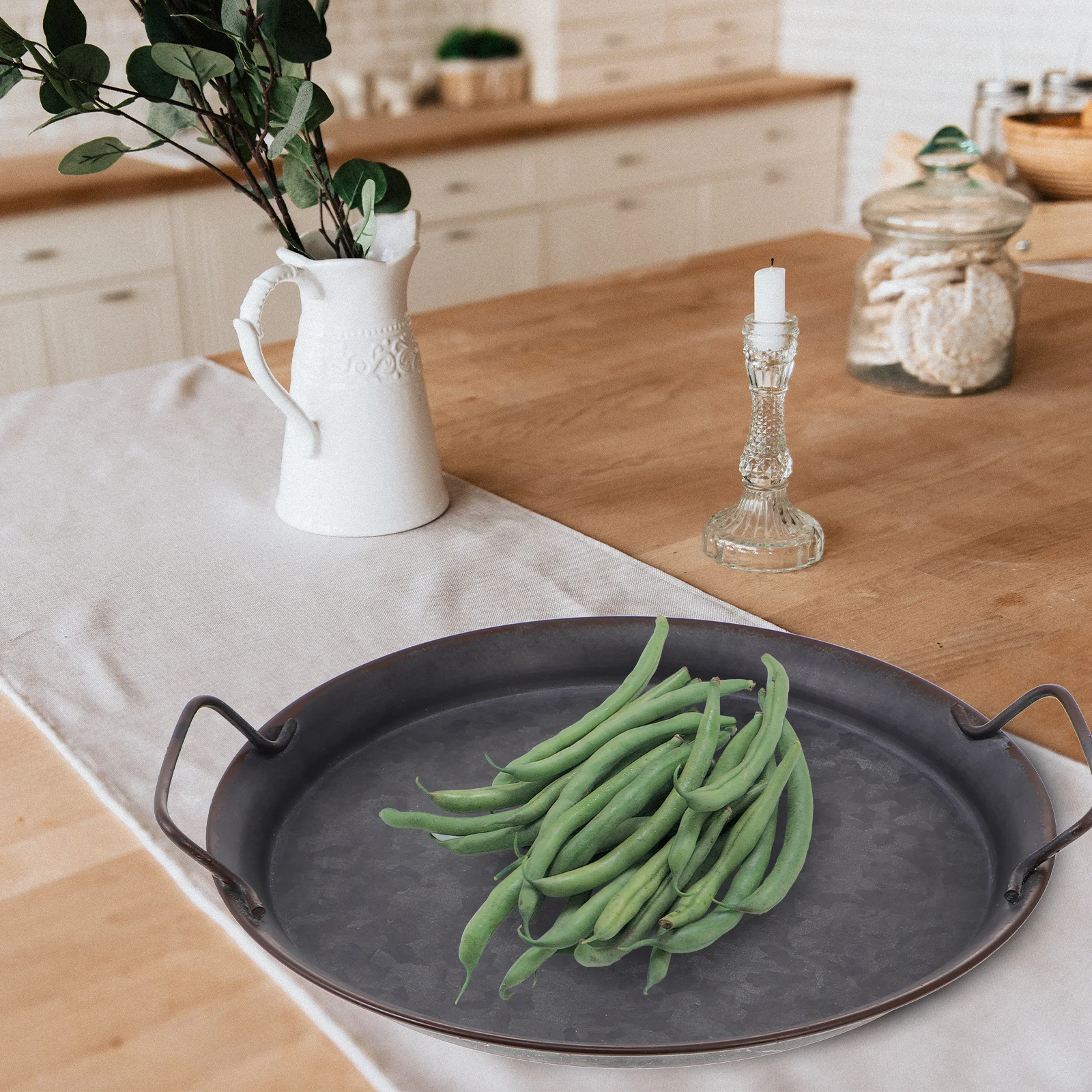 

1pc Iron Art Storage Tray Black Fruit Bread Jewelry Organizer For Kitchen Bathroom Vanity Table Decor Display Container