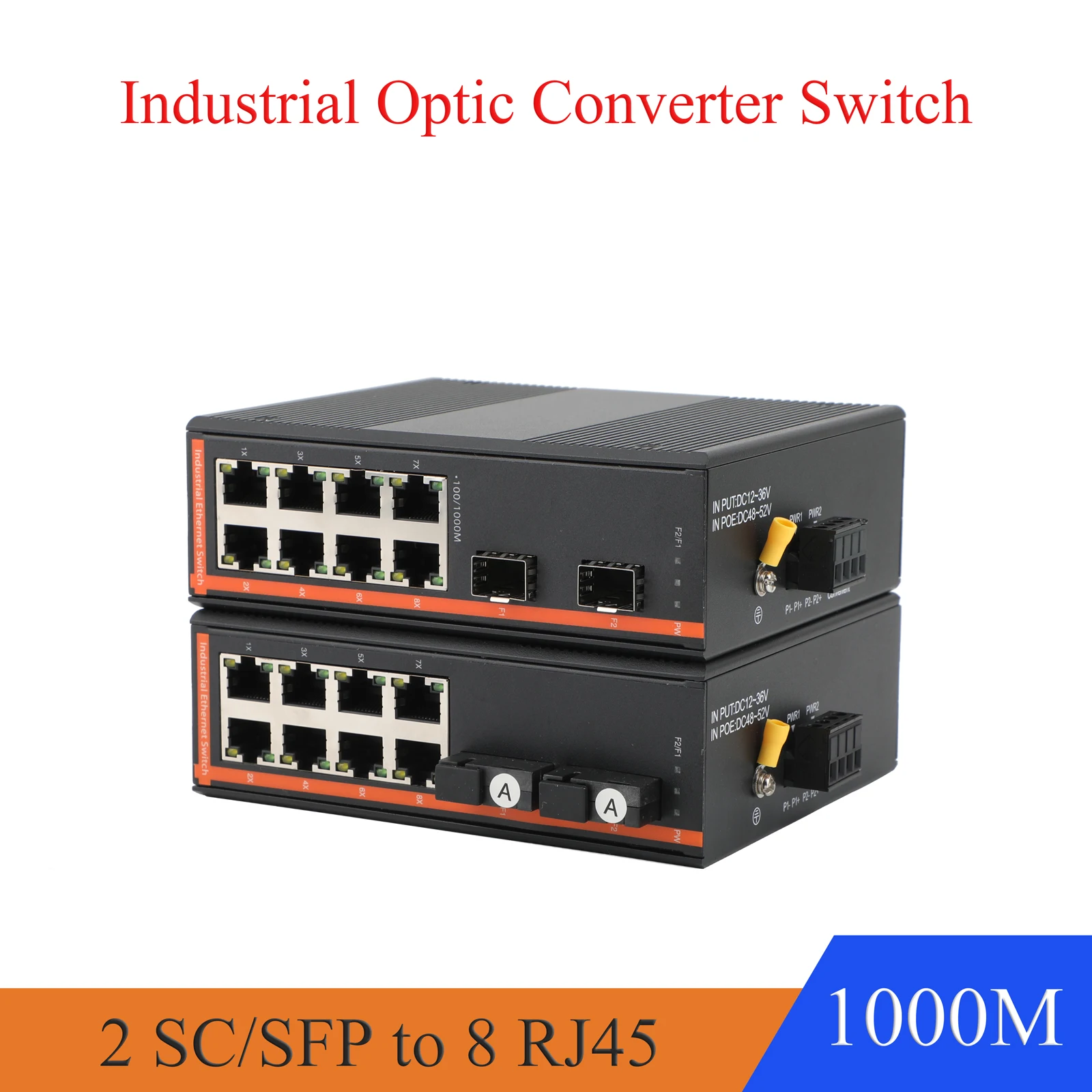 

Gigabit 2 Optical 8 Electrical 1000Mbps Single Fiber Single Mode SC/SFP Fiber Optic Transceiver Port Switch