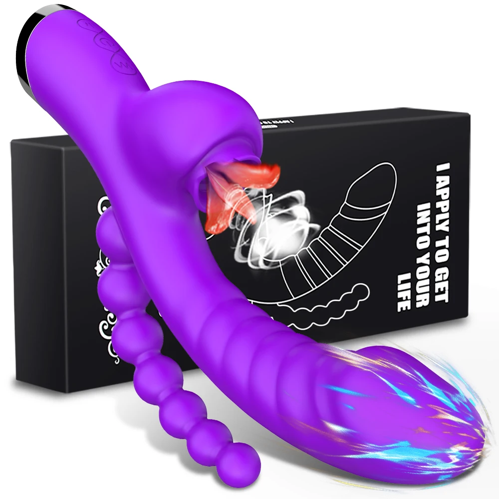 Vibrator Sex Toy for Women Anal Beads Tongue Licking Dildo Vibrators 3 IN 1 G Spot Stimulator Female Clitoral Vagina Masturbator