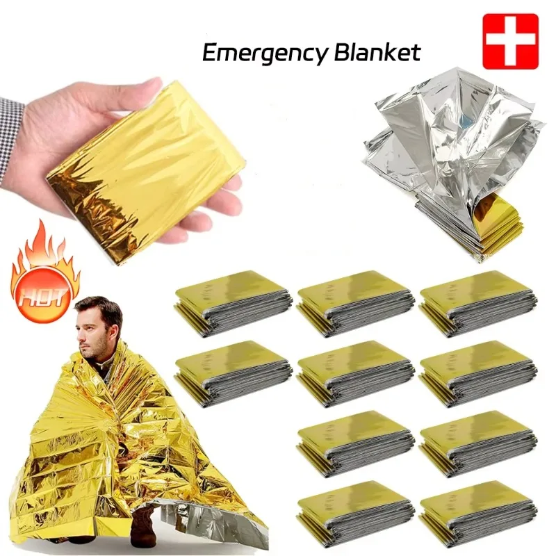 

5/10Pcs Folding Emergency Blanket – Waterproof Windproof Sunshade for Camping & Survival