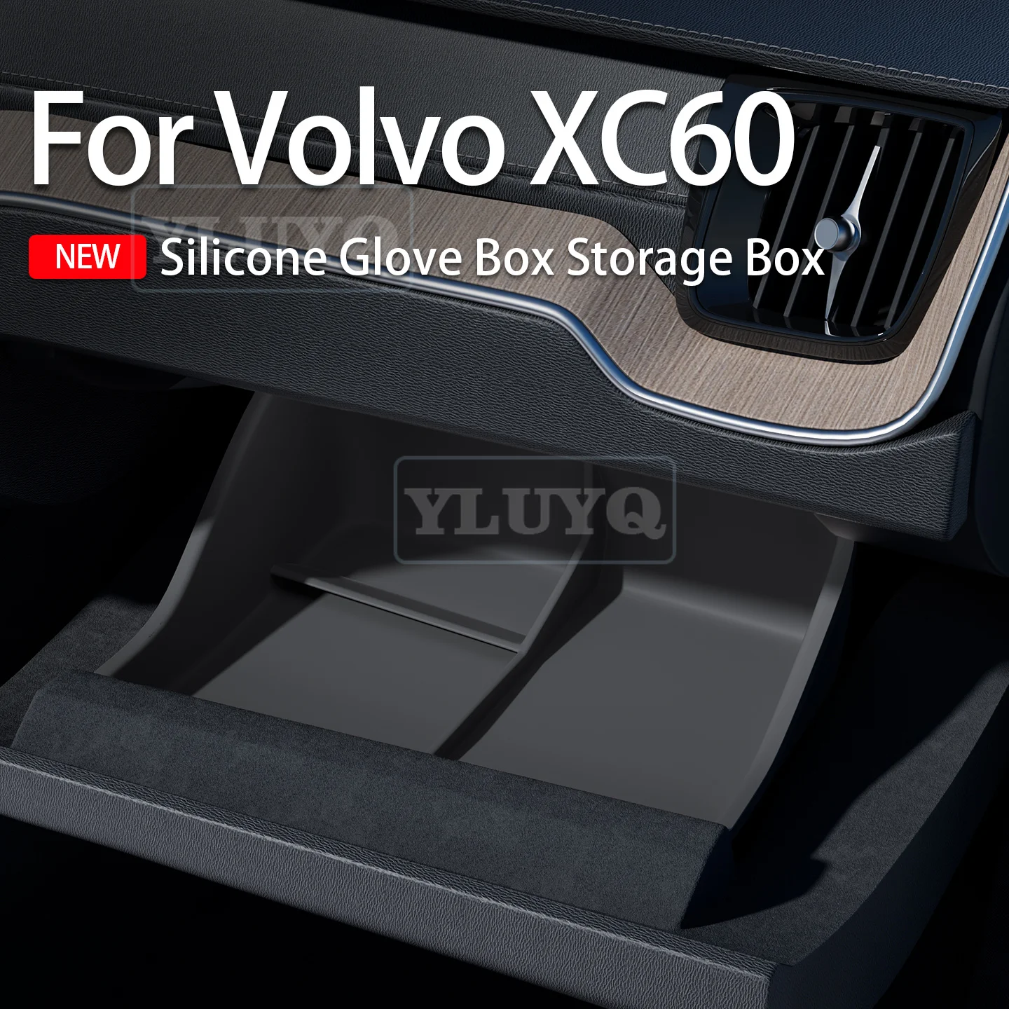 For Volvo XC60 Passenger Side Glove Box Silicone Storage Organizer Car Storage Box Decoration Accessory