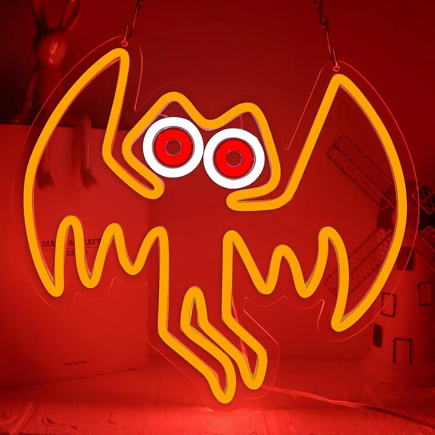 Cartoon Bat LED Neon Sign USB Powered Neon Light Wall Decor Christmas Gift for Halloween Party Kids Bedroom Bar Art Neon Lamp