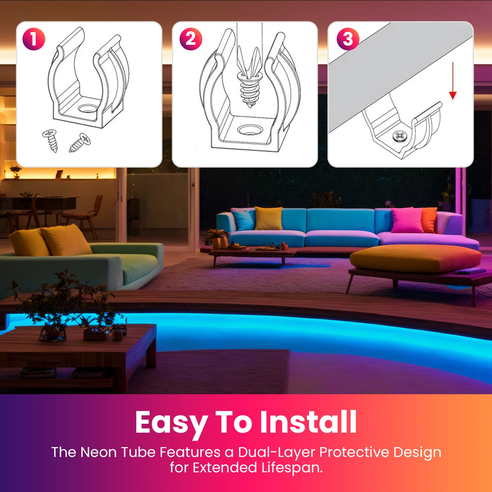 RGB 360 Round LED Neon Strip Light 24V 240LEDS/M Waterproof Flexible Mesh Nylon Rope Light Room Home Decor 1m 2m 3m 4m 5m 10m