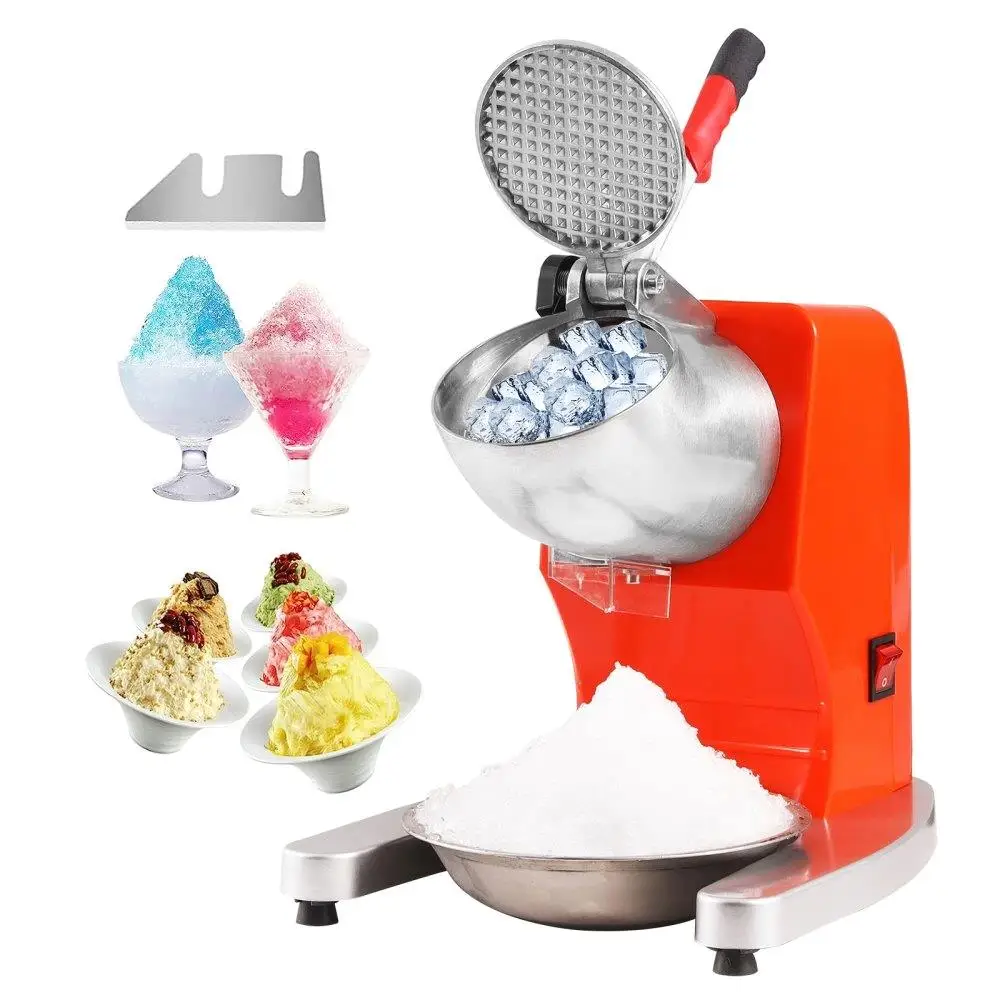 

High Capacity Ice Shaver Machine 220lbs Per Hour 300W 4 Blades Stainless Steel Cover Bowl for home Commercial Snow Cone Maker