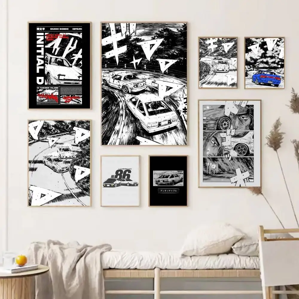 1PC I-Initial D Poster Self-adhesive Art Waterproof Paper St