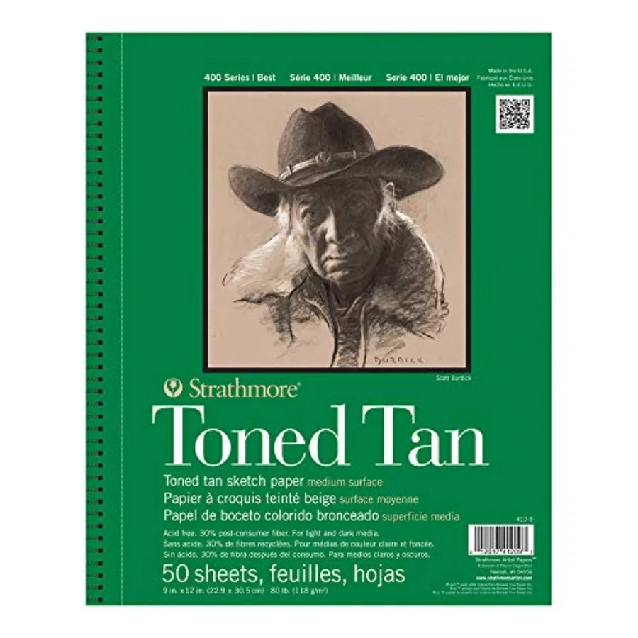 

400 Series Wire Bound Toned Sketch Pad, 80 lb. Paper, 9 X 12 Inch, Tan, 50 Sheets 412-9