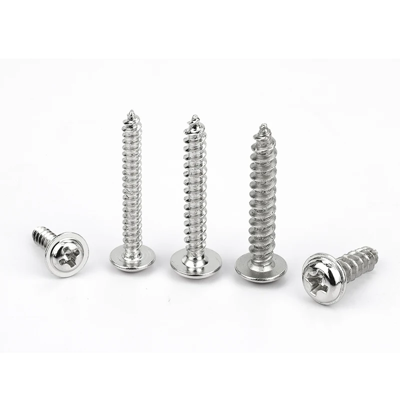 NINDEJIN Phillips Ronde Wasmachine Hoofd Schroef M1.4-M5 Rvs Kruis Ronde Kop Met Pad Zelftappende Schroef PWA