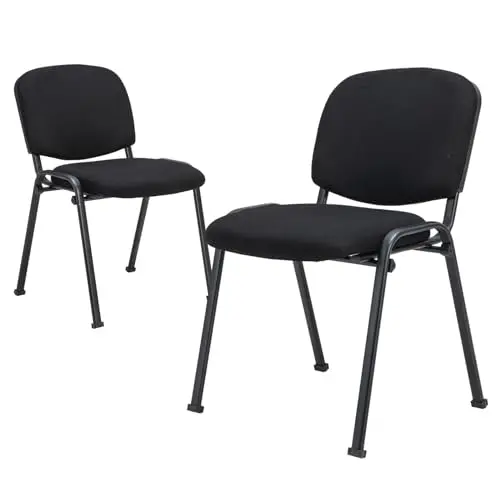 Reception Waiting Room Chairs - Office Guest Chairs Set of 2 w/Ergonomic Backrest & Padded Seat, Armless Lobby Chair