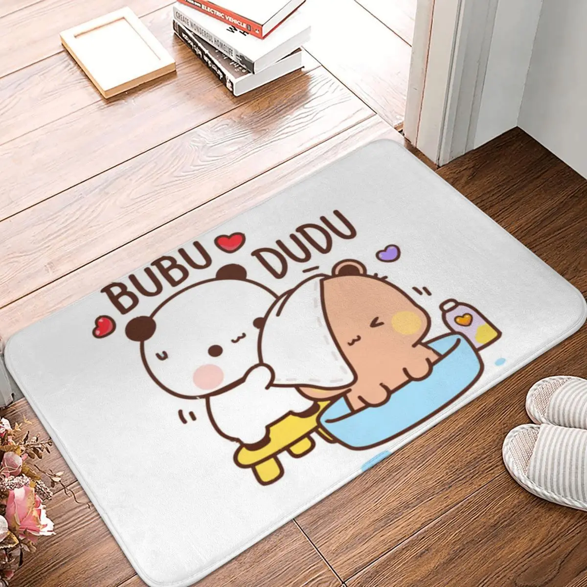 Bath Mat for Shower Home Decor Bubu Dudu Floor Mat Panda and Bear Love Story Retro Toilet Mat Quick Dry Anti Slip Bathroom Mats