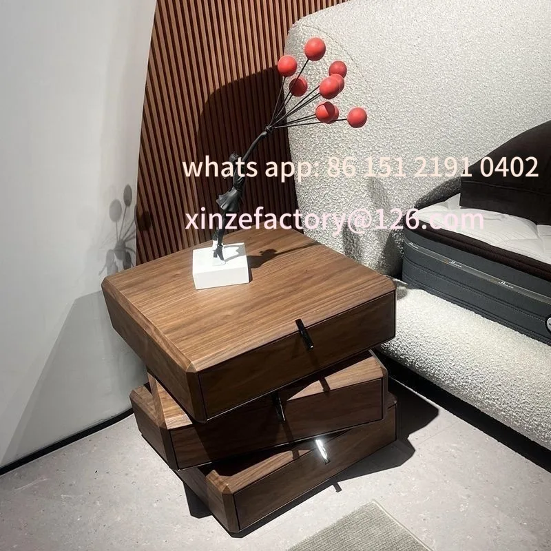 

Customizable rotating bedside table storage simple modern solid wood light luxury creative bedroom locker bedside table