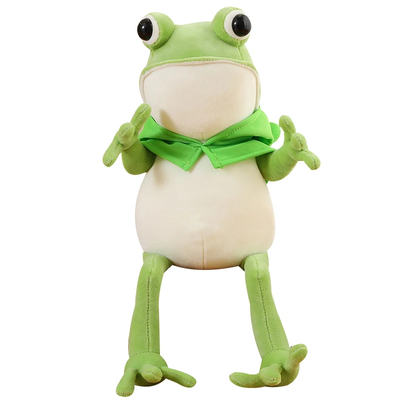 Peluche grenouille verte avec Everak pour garçons et filles, animal en peluche moelleux, oreiller doux au beurre, figure mignonne, cadeaux d'anniversaire, 45-80cm