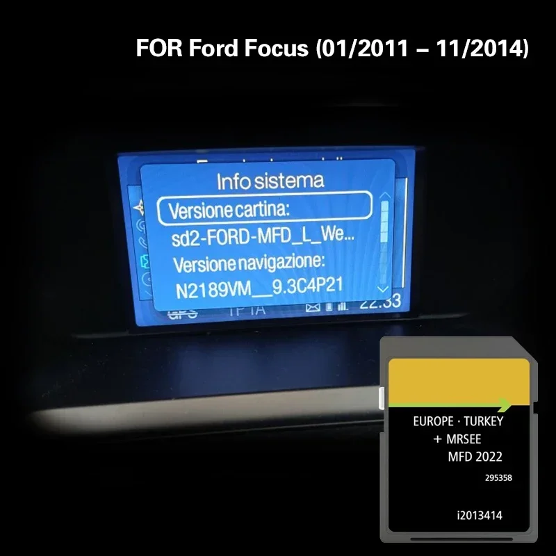 

Use for Ford Focus (01/2011 - 11/2014) Gibraltar Greece Hungary Ireland Map SD Nav Memory GPS Card