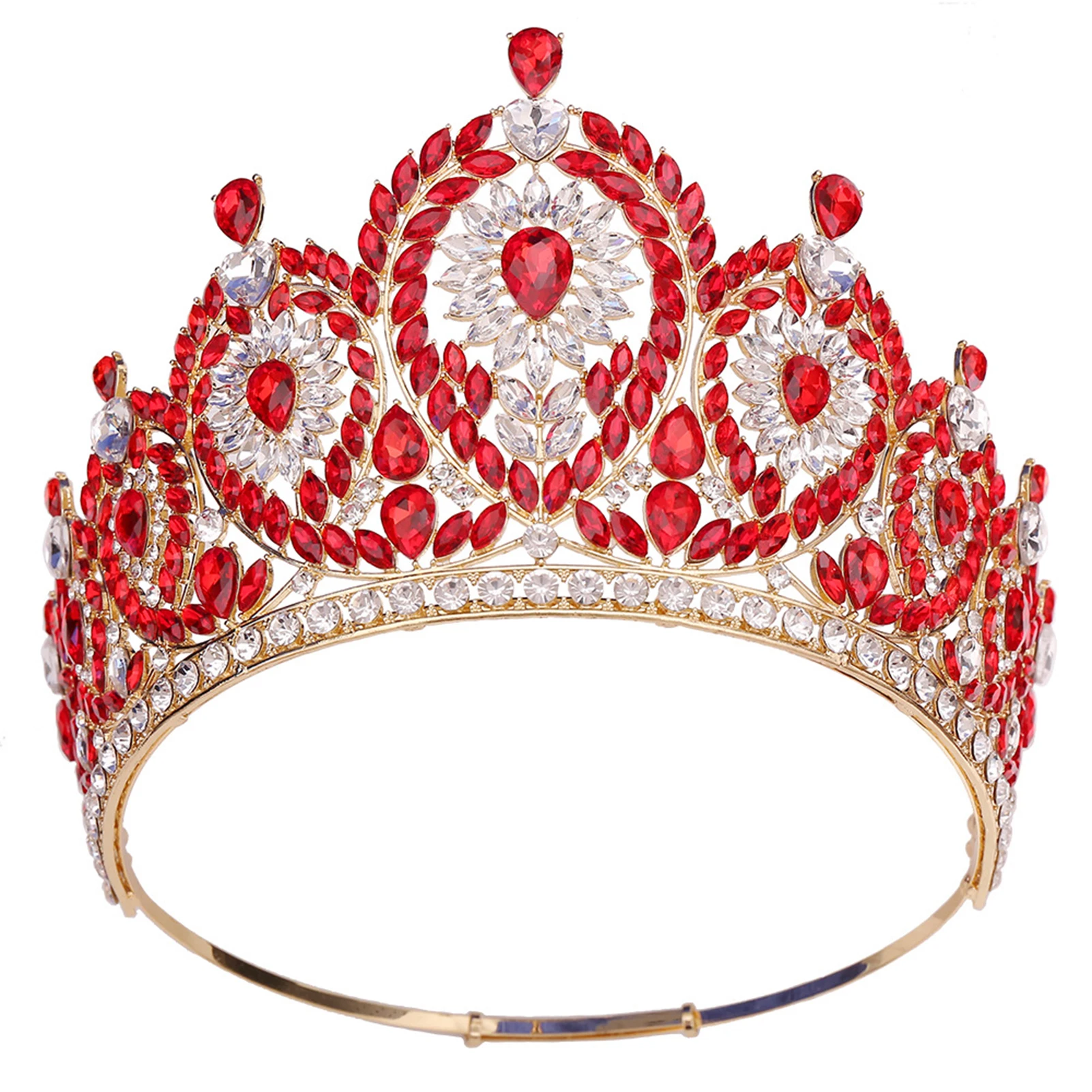 Princess Bride Crown with Rhinestone Sparkly Rhinestones Hair Adjustable Crown for Masquerade Ball Banquet Cosplay