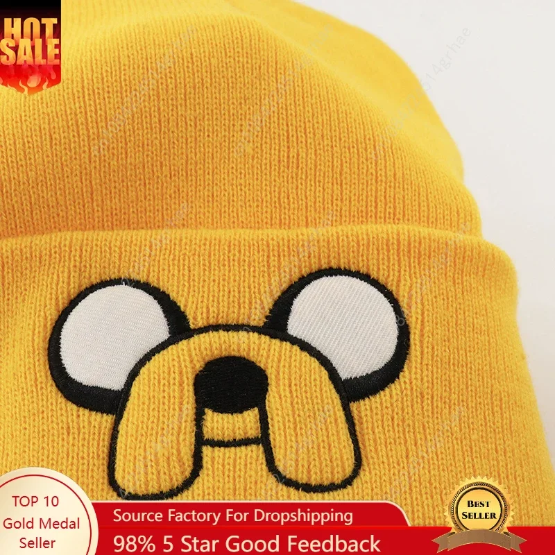

1Pcs Cute Puppy Pattern Embroidered Knitted Hat, Yellow Ear Protection Hat, Versatile Warm Hat For Autumn and Winter
