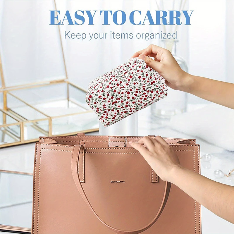 New Style Small Fresh Floral Cosmetic Bag Zipper Skin Care Product Storage, Multifunctional Portable Large Capacity Toiletry Bag image 3