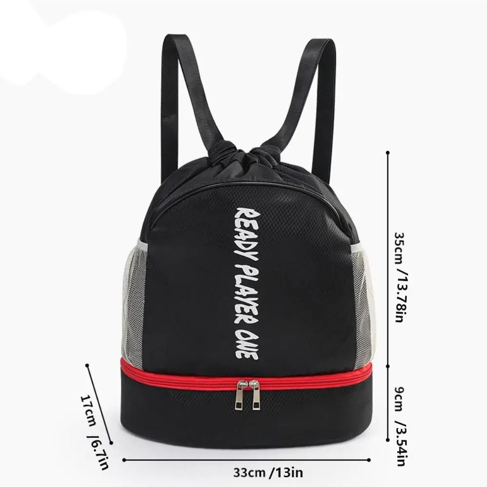 Mochila de natação à prova d'água, bolso para sapatos, separação seca e molhada, bolsa esportiva com cordão, leve, alças ajustáveis, bolsa fitness